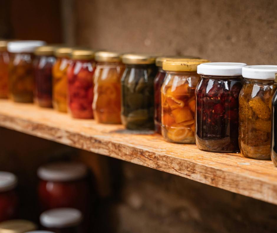 Cibi in scatola in dispensa